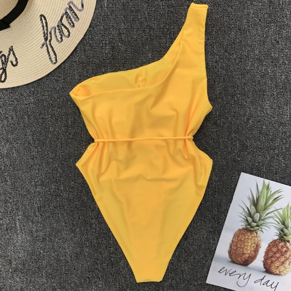 One shoulder yellow one piece - Picture 4 of 5